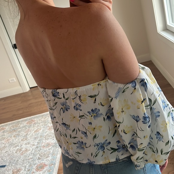 Missguided Off The Shoulder Floral Puffball Sleeve Top - Picture 8 of 12